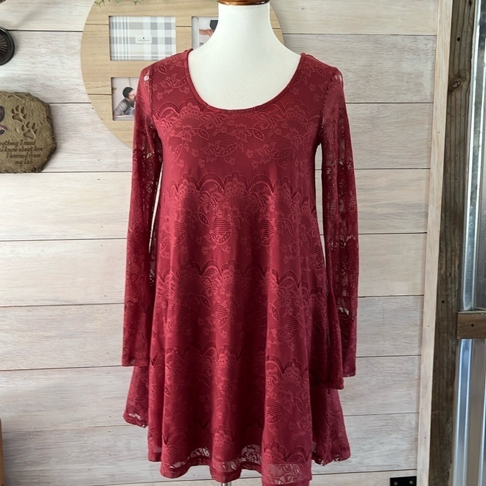 Altar'd State Burgundy Lace Dress XS